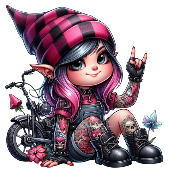 Biker Clipart, Gnome Clip Art, 18 PNG Motorcycle American Gnome Biker, Imprimable, Chemise d’enseignant, Chemise d’école pour enfants, Tasse de sublimation, Tumbler