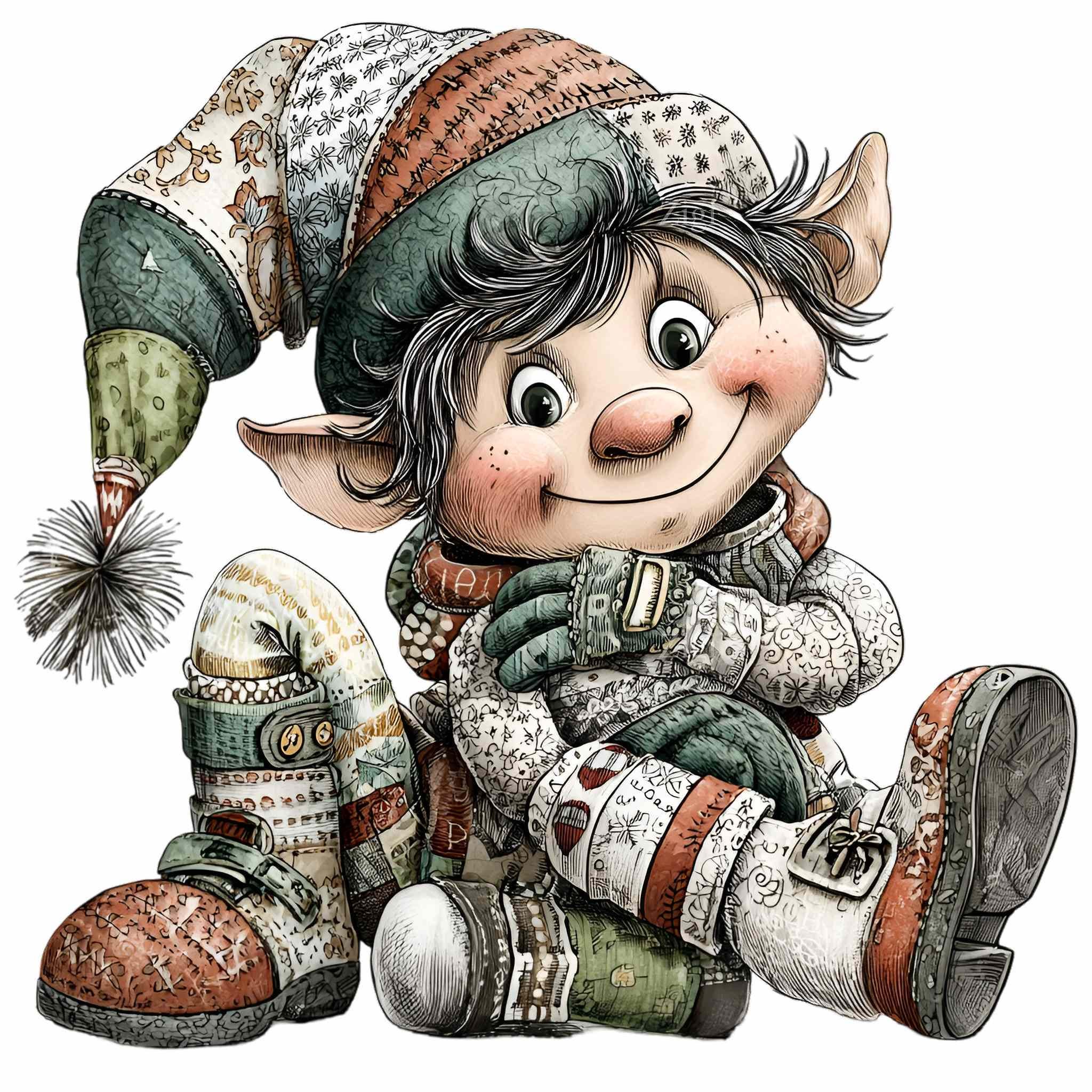 12 PNG Patchwork Elf Clipart – Whimsical Christmas Gnome - Etsy