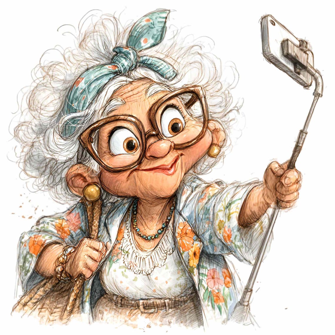 12 PNG Funny Grandma Selfie Senior Lady Social Media Tech Clipart - Etsy