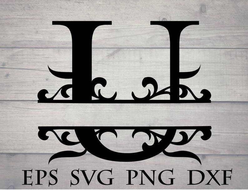 Download Monogram split initial svg divided initial U svg split | Etsy