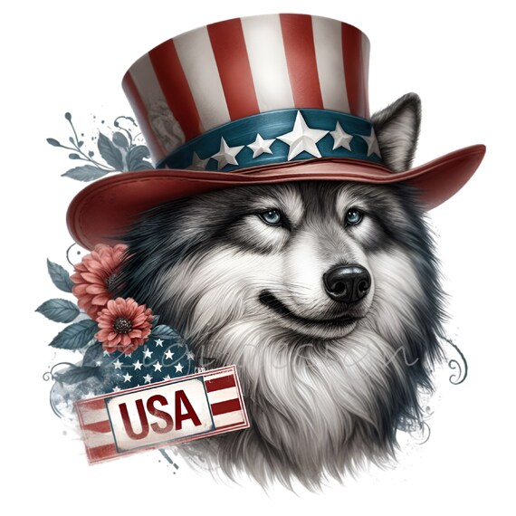 Grey Wolf In Cowboy Hat, Flag Of Usa Bandana - T-Shirt Grey Wolf In Cowboy Hat, Flag Of Usa Bandana - T-Shirt