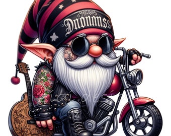 15 PNG Biker Gnome, Motorcycle Guitar Tattoo Rider Clipart