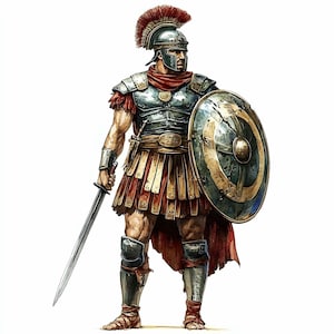 15 JPEG Guerriero Romano - Soldato Antico JPG Clipart - Arte di Battaglia dei Gladiatori per Decorazioni Storiche, Riferimento per Costumi Medievali, File Stampabile