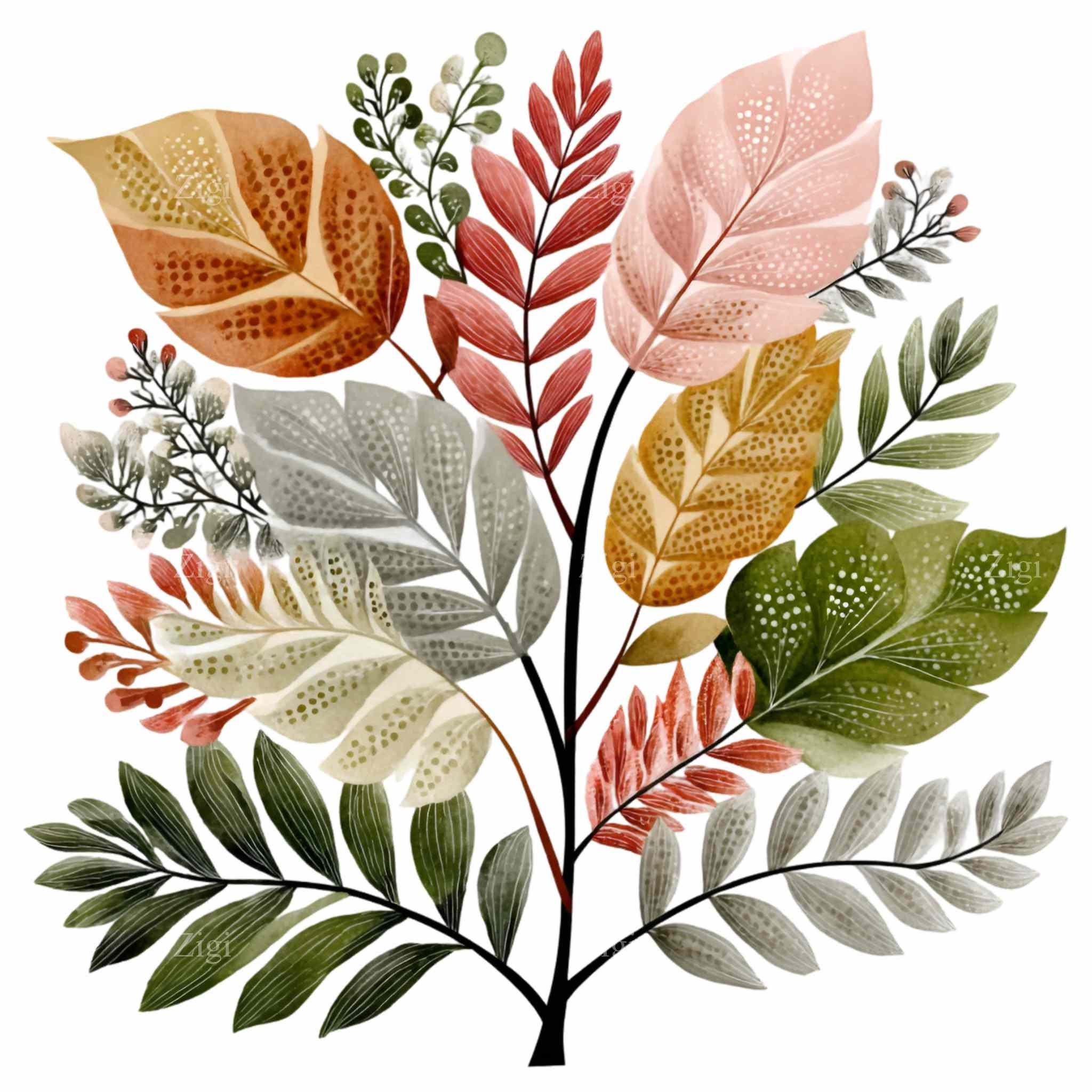 16 PNG Autumn Leaves Clipart, Fall Foliage Pink Gold Botanical - Etsy