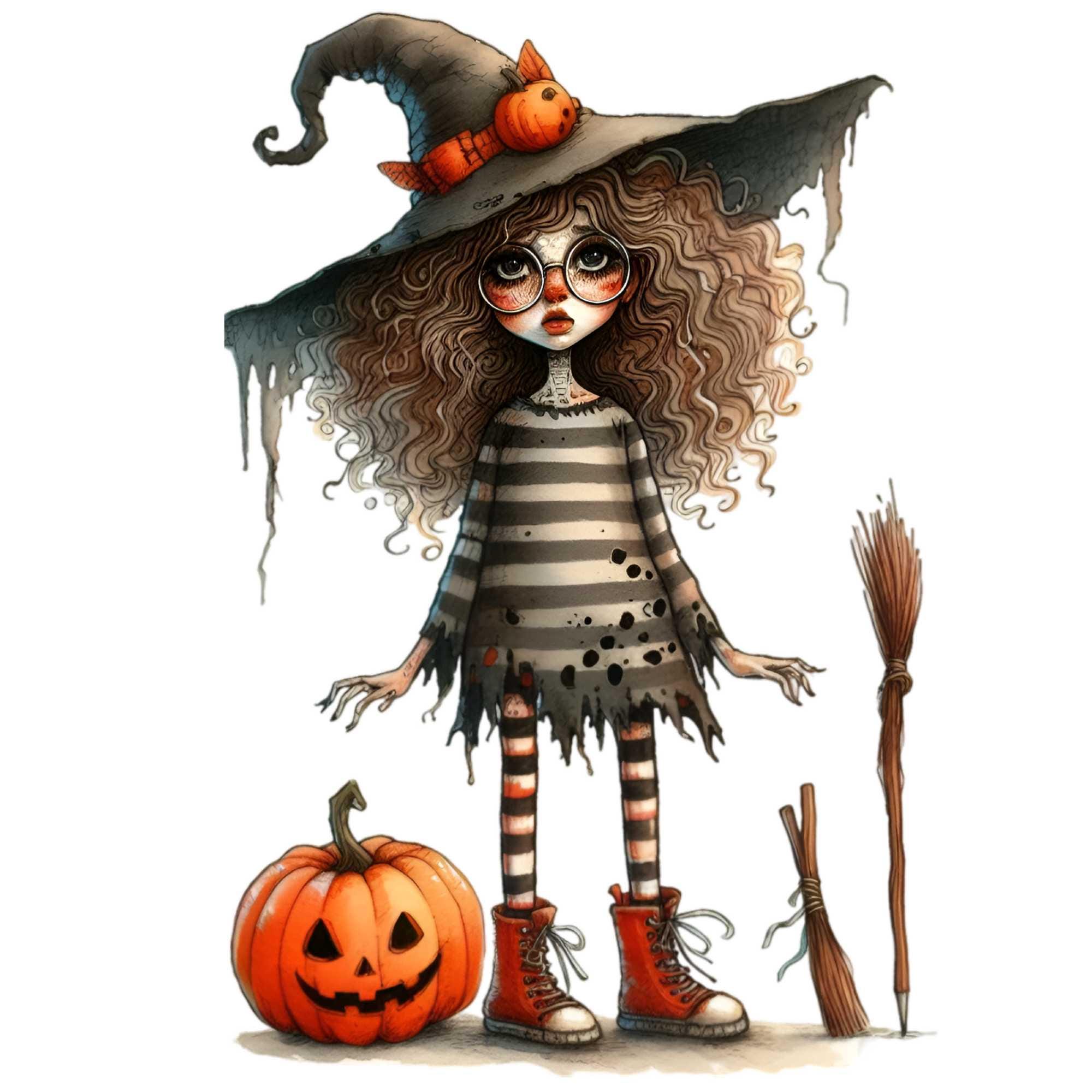 10 PNG Watercolor Witch Pumpkin Glasses Autumn Clipart - Etsy