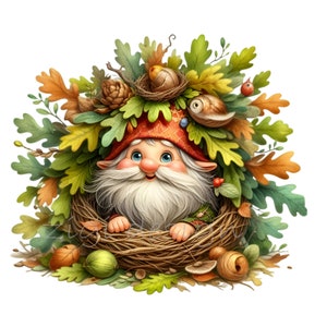 12 herfst boskabouter clipart, bosrijke herfst sublimatie afbeelding, schattige Thanksgiving PNG digitale download, lommerrijke boskunst