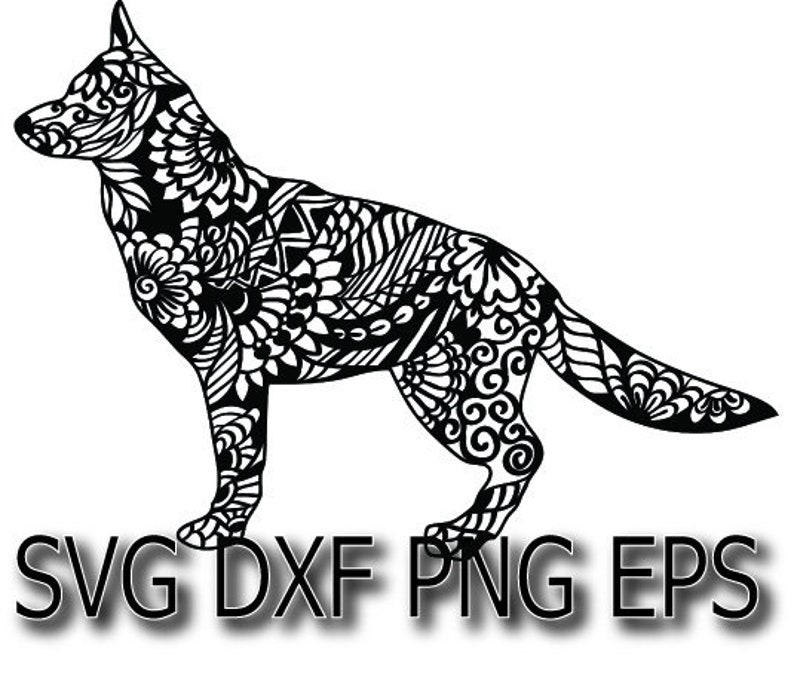 German Shepherd dog mandala svg for cricut zentangle drawing | Etsy