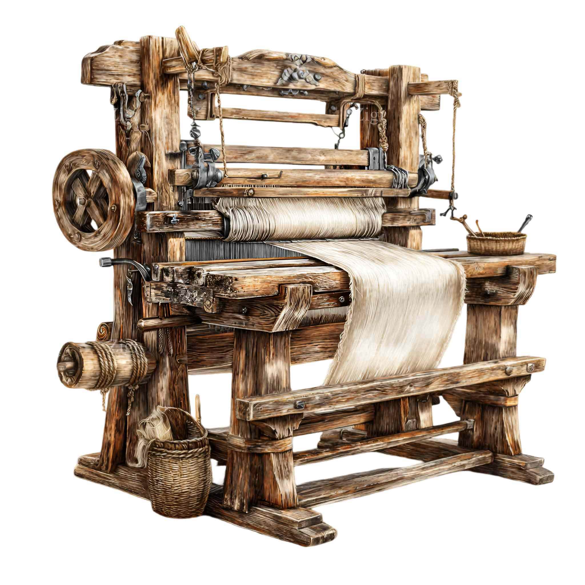 Weaving Machine Medieval 16 PNG Medieval Weaving Loom – Vintage Workshop PNG Clipart ...