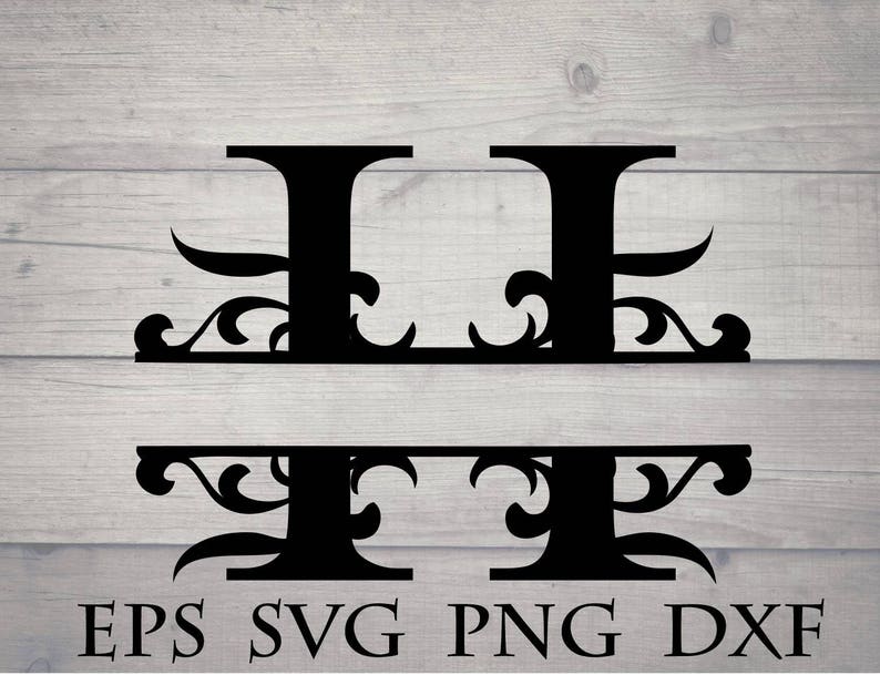 Download Monogram split initial svg divided initial H svg split | Etsy