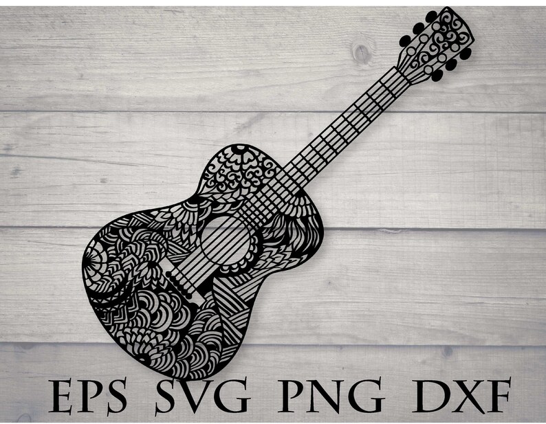 Svg File for Cricut Zentangle Guitar Etsy Canada