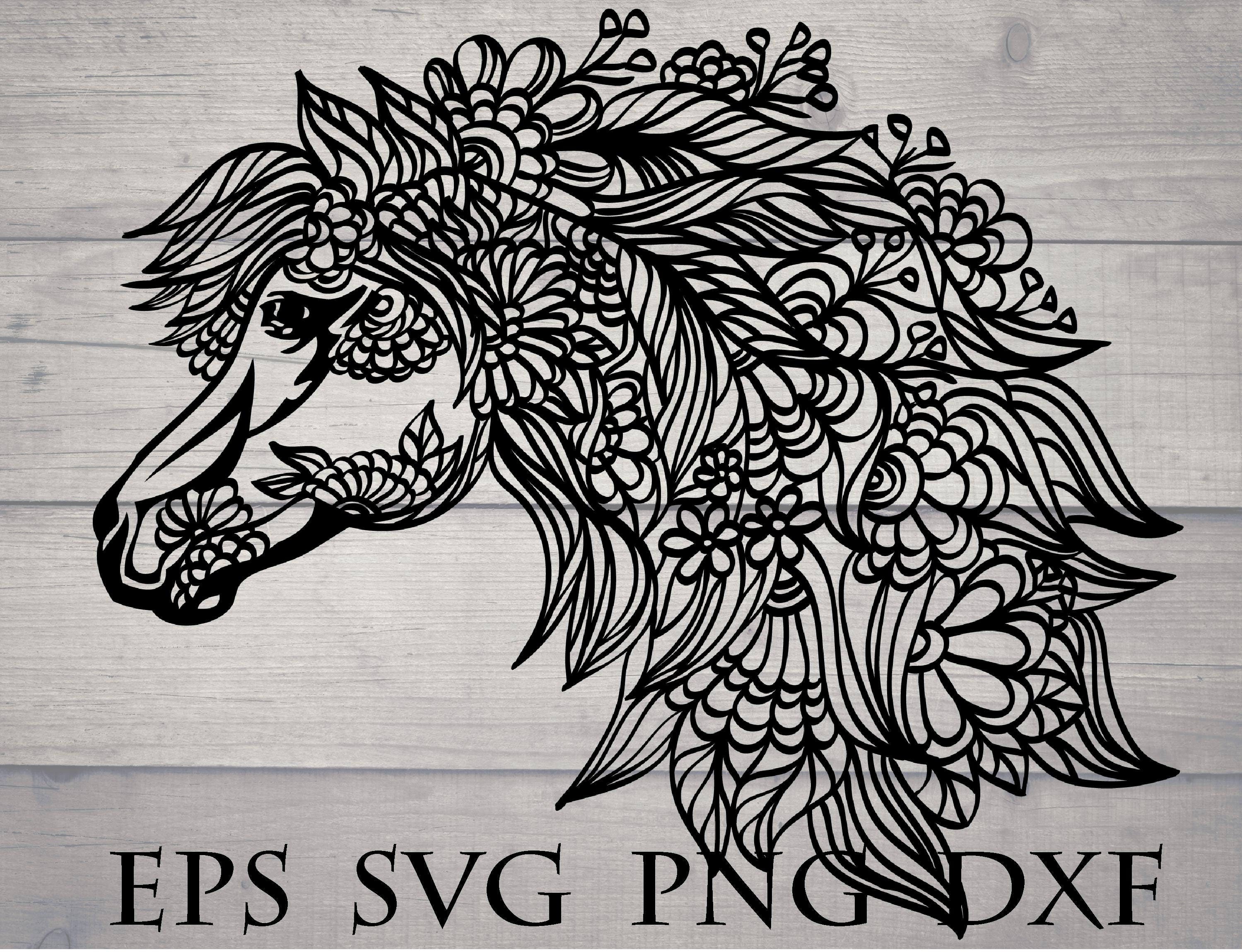 Download Zentangle horse svg animal mandala svg horse head svg | Etsy