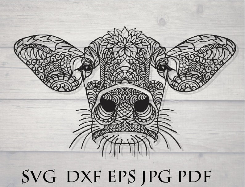 Download Baby cow svg mandala svg vector clipart png cricut | Etsy