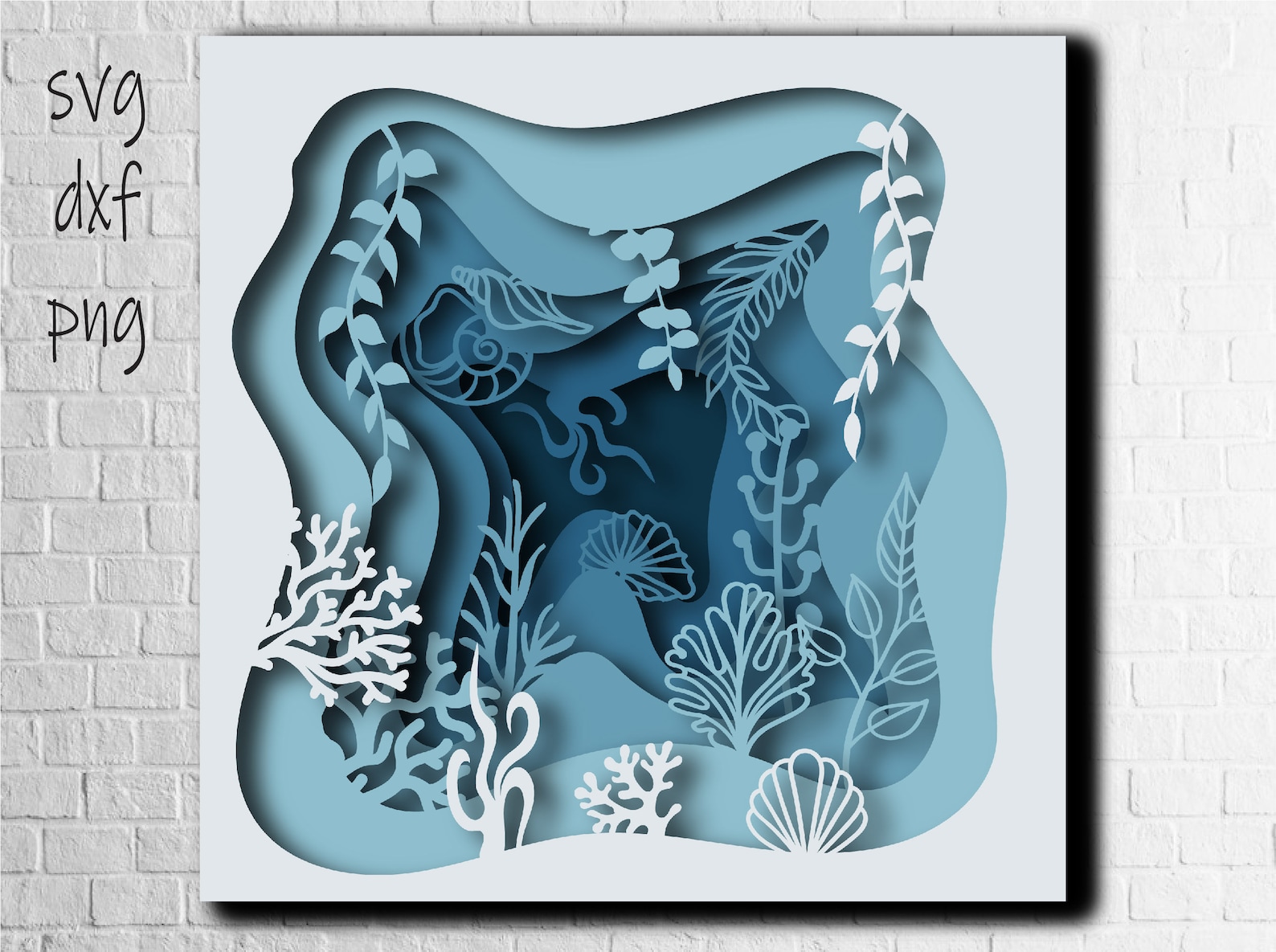 Ocean Shadowbox 3D Paper Cut Layered Template Birthday Diorama ...
