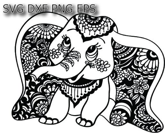 Download Cute Elephant Svg Animal Mandala Svg Etsy