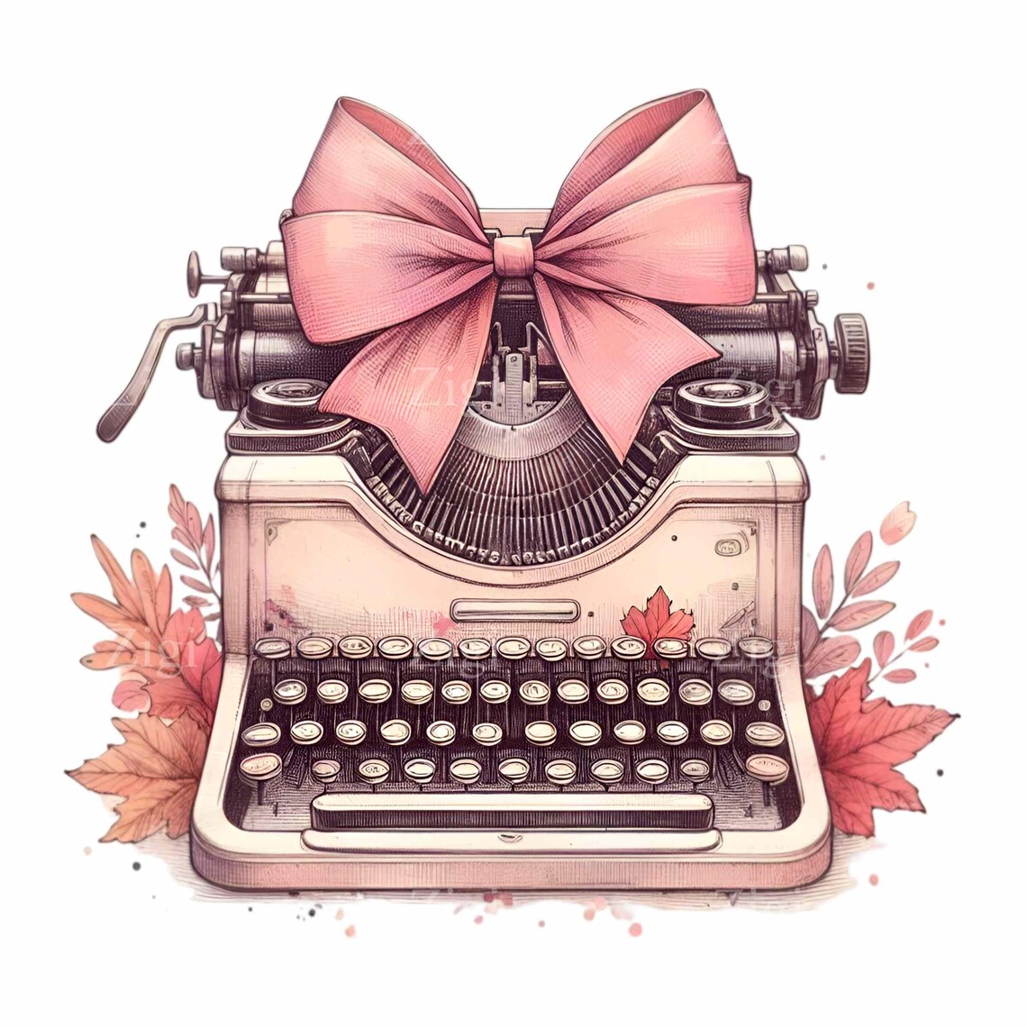 Pink Writer Icon 12 PNG Vintage Typewriter Pink Bow, Coquette Academia, Retro Writer ...