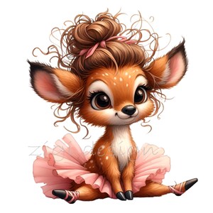 12 clipart balletherten – Ballerina fawn png – Schattige dierenkunst uit het bos voor kinderkamerinrichting, prints voor dansfeesten en kinderknutsels