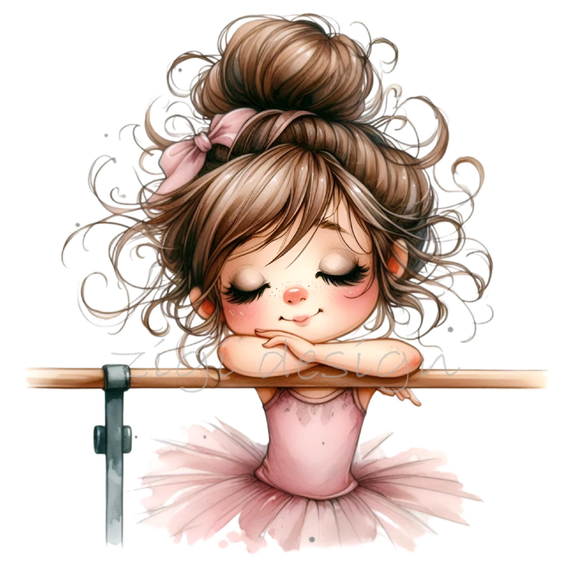 Ballerina Clipart PNG, 15 Girl at Ballet Barre, Pink Tutu Dance ...