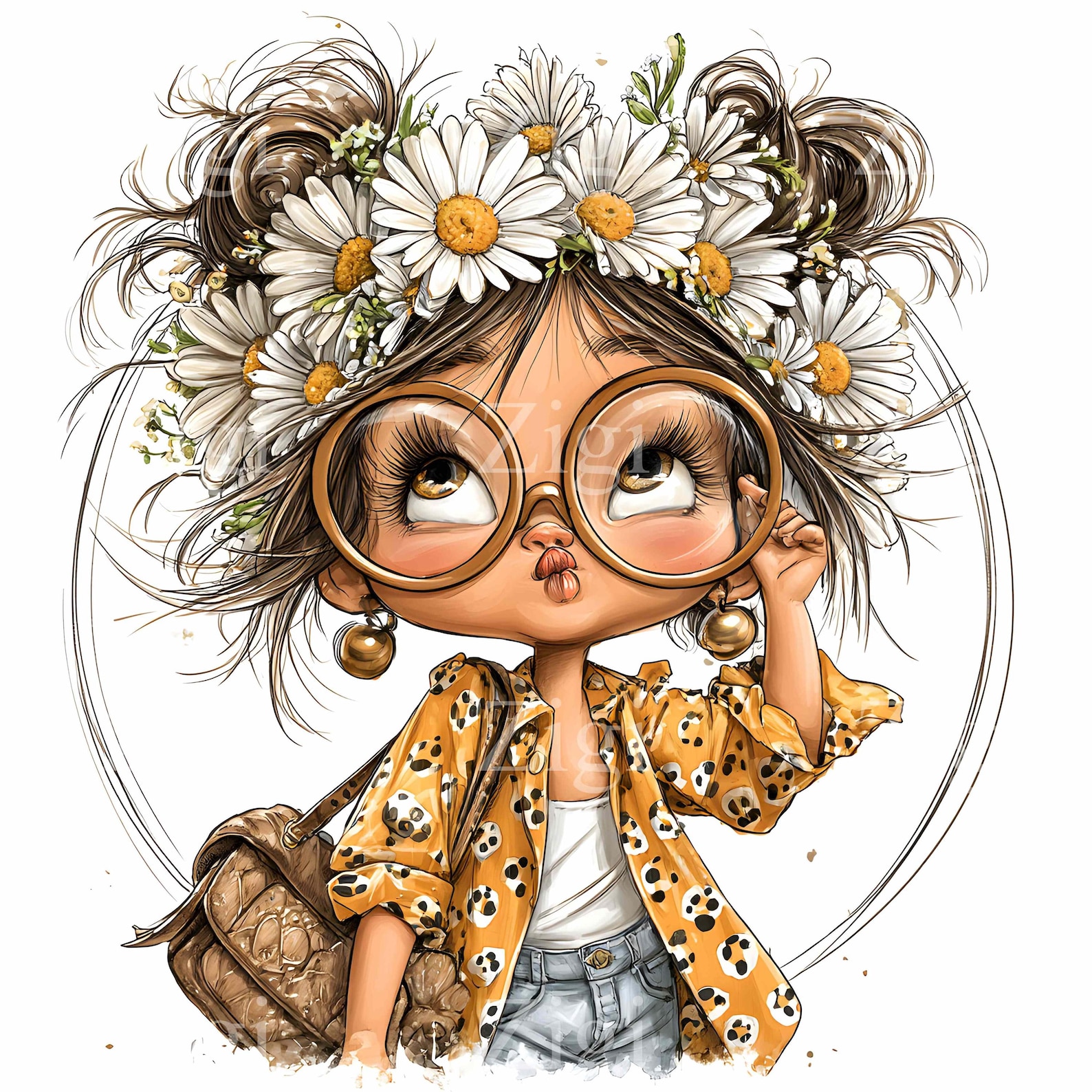 16 JPEG Winking Girl With Daisy Clipart – Cute Child JPG Illustration ...