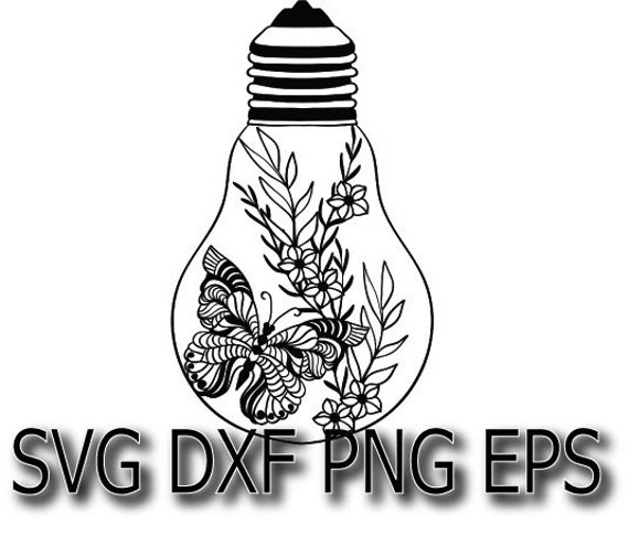 Floral Light Bulb With Butterfly Svg Files For Cricut Etsy