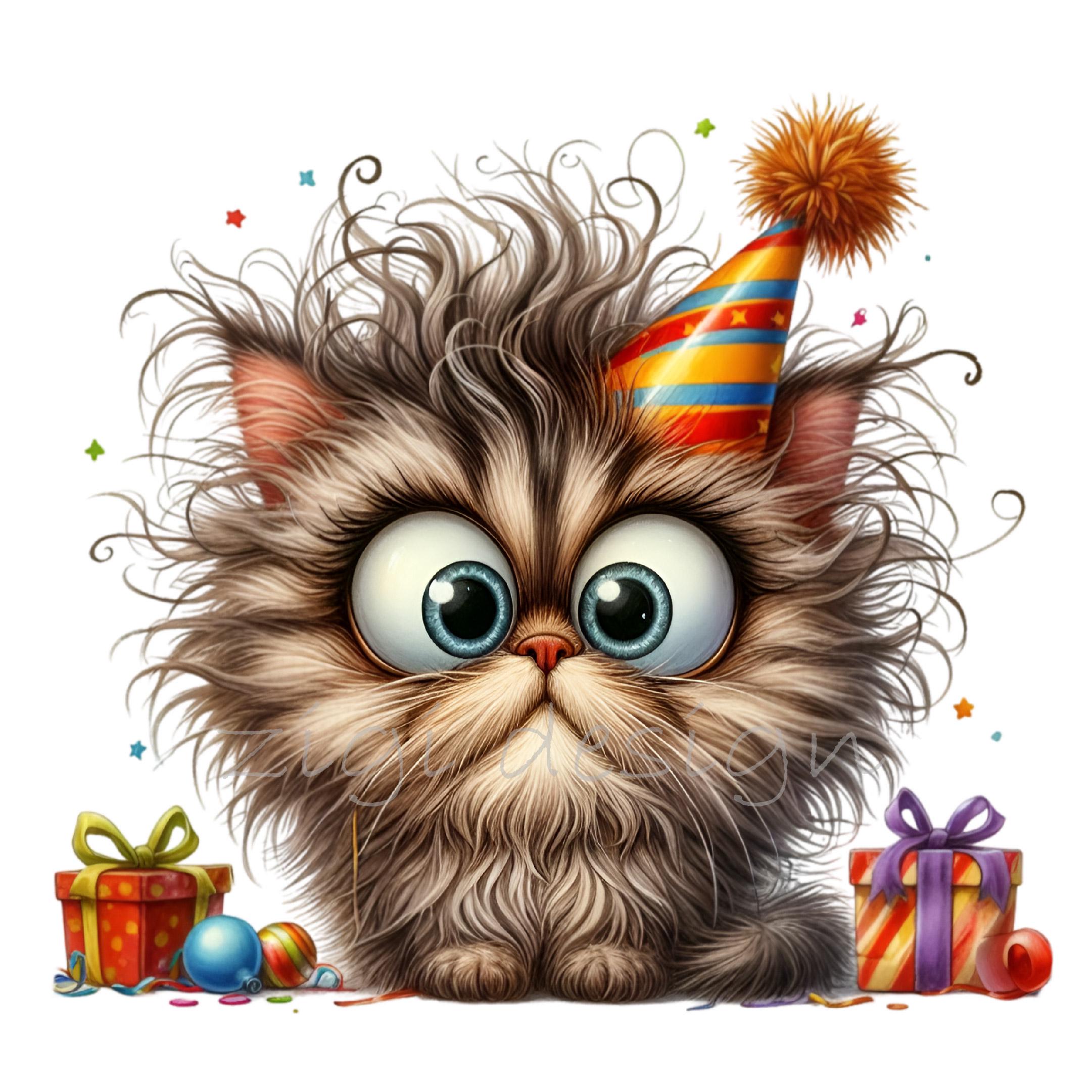 happy birthday cat, funny cat, cat illustration,... 15 PNG Birthday Cat Clipart – Funny Party Kitten Illustration, Festive ...