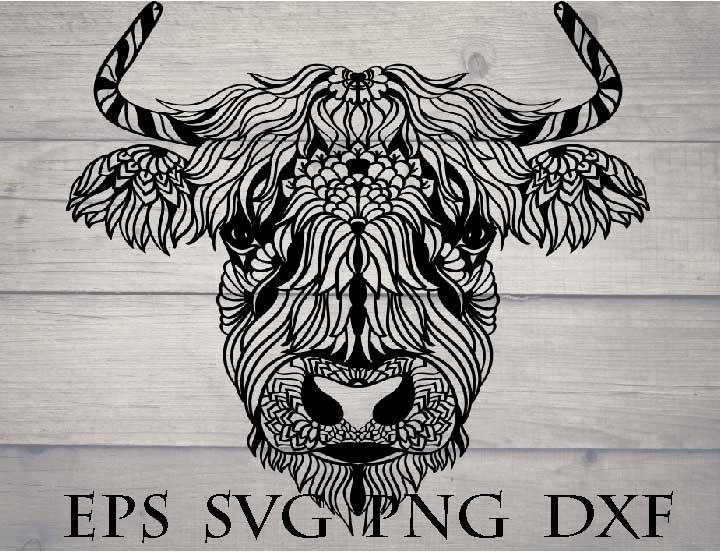 Download Zentangle animal svg / cow svg for cricut | Etsy