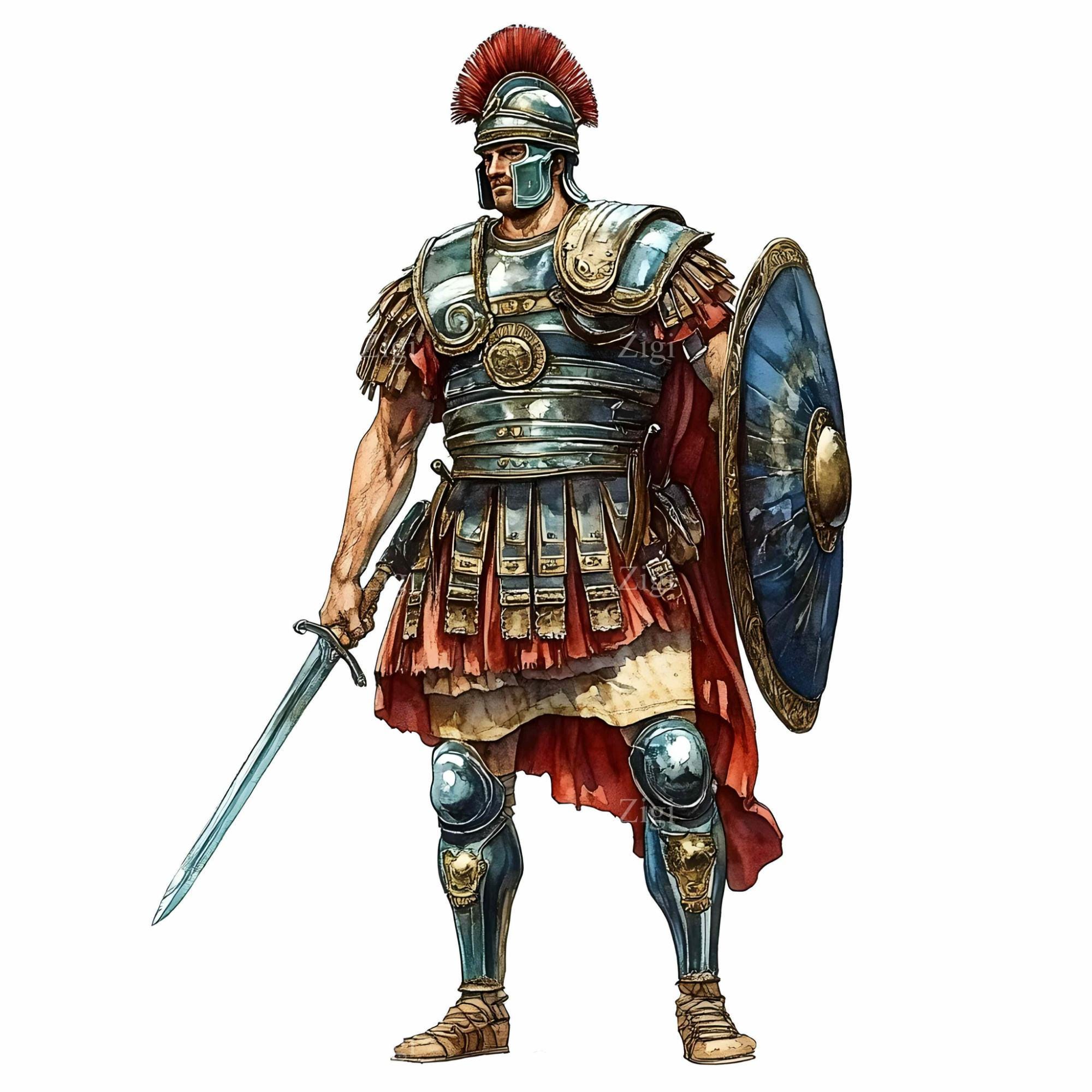 15 JPEG ローマ戦士 - 古代兵士 JPG クリップアート - 歴史装飾用の剣
