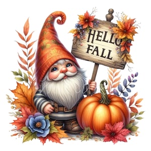 10 PNG citrouille signe clipart - nain d'automne PNG - Art de voeux d'automne pour l'artisanat de saison, la sublimation, les cartes et la décoration de la ferme