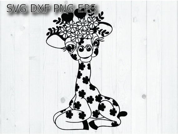 Download Cute Giraffe Svg With Flower Crown Baby Girl Nursery Etsy