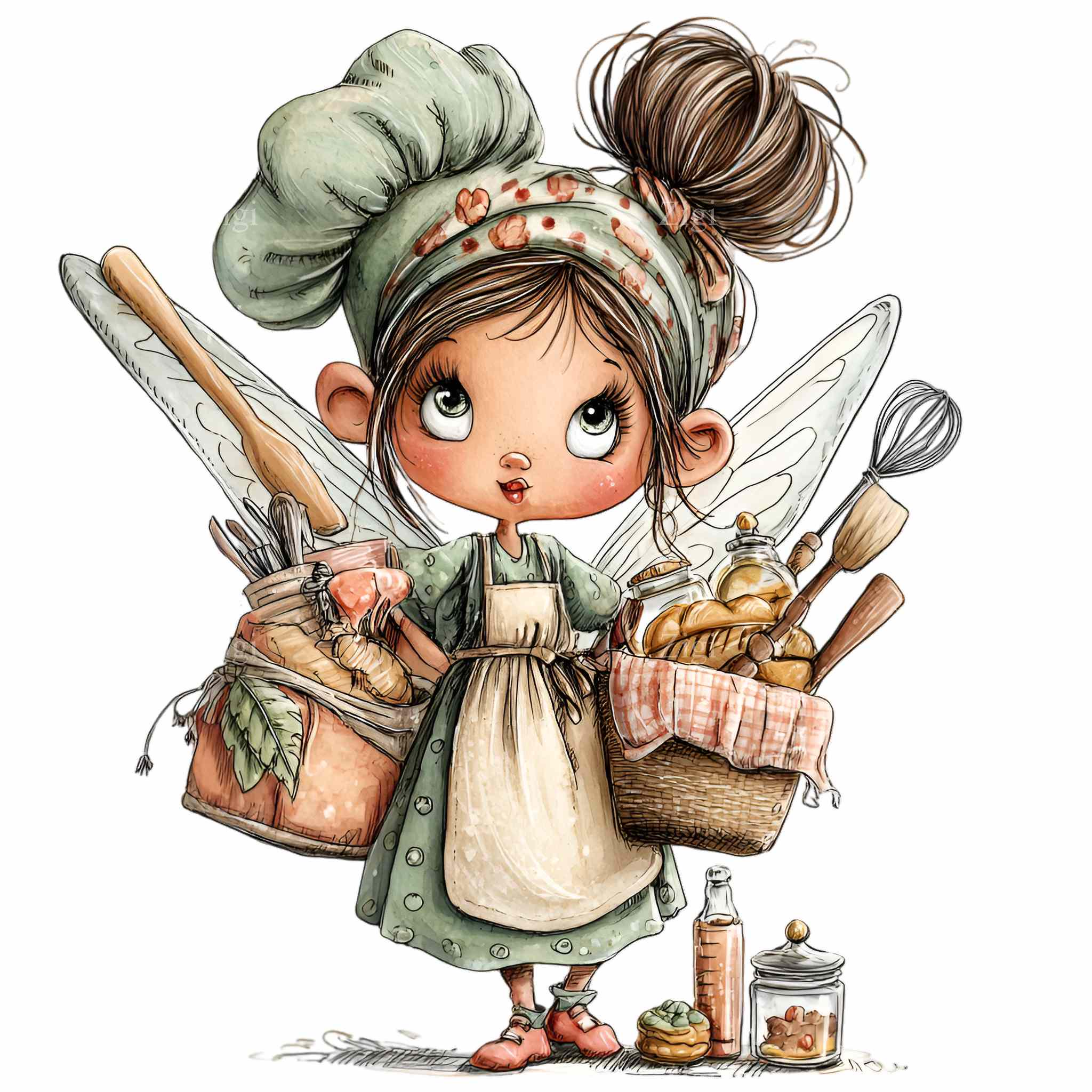 15 PNG Baking Girl Fairy, Pastry Chef Kitchen Illustration - Etsy