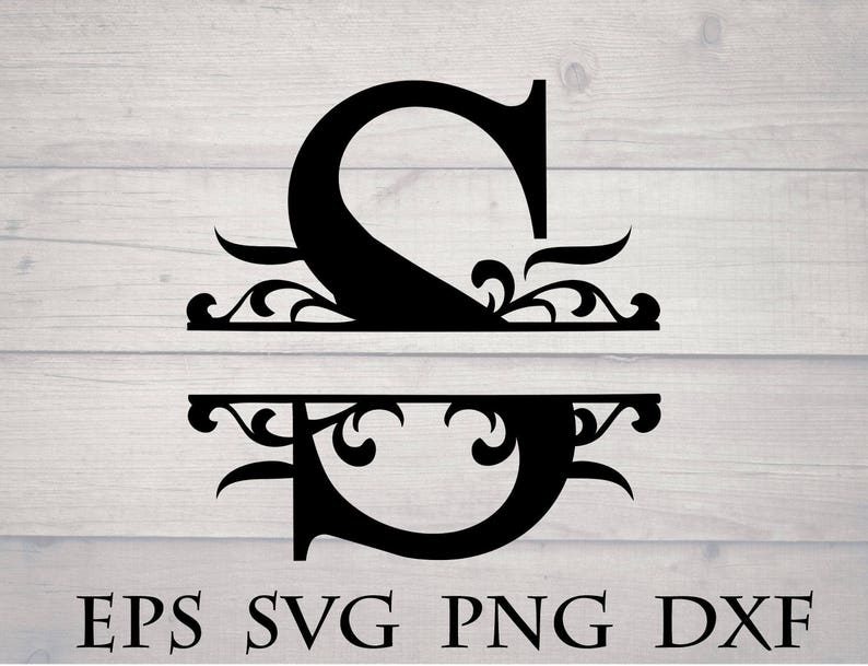 Download Monogram split letter svg divided initial S svg swirl | Etsy