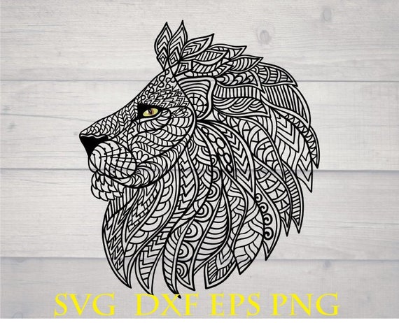 Mandala svg lion head zentangle animal cutting files | Etsy