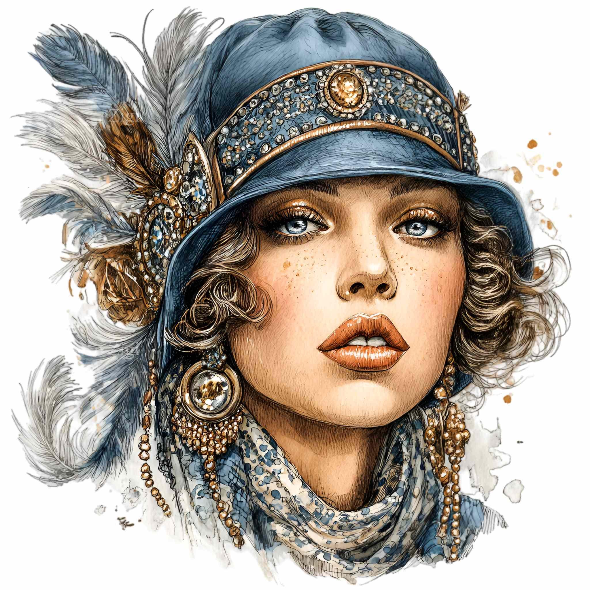 10 PNG Vintage Flapper Girl Clipart – 1920s Woman PNG – Art Deco ...
