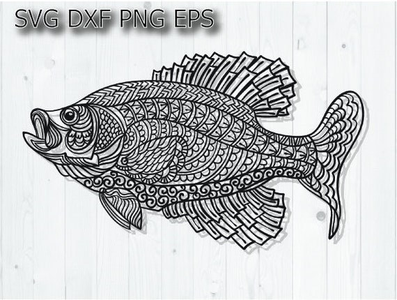 Crappie Fish Vector, Svg, Dxf, Png, Lake River Fishing Stylized
