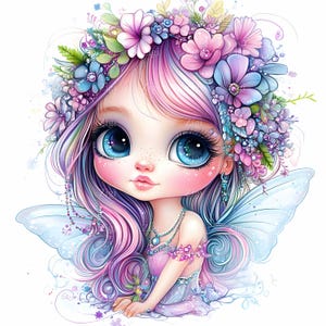 20 JPEG Fantasy Fairy Clipart JPG - Cute Flower Fairy Illustration - Whimsical Digital Art for Prints & Sublimation