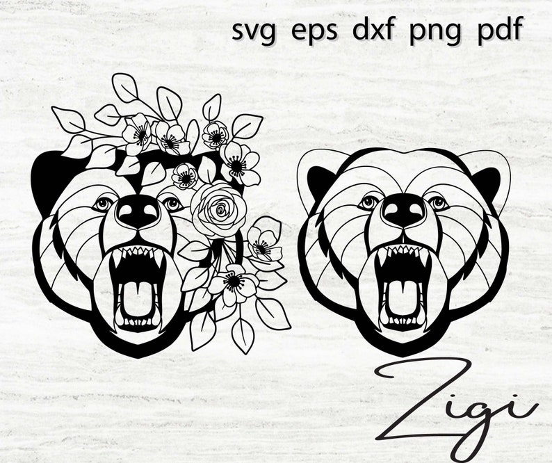 Download Floral bear svg bear flower crown grizzly head wild scene ...