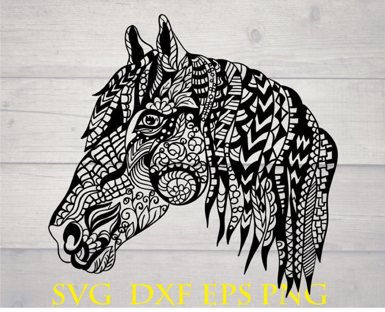 Download Mandala horse svg horse head svg cut file | Etsy