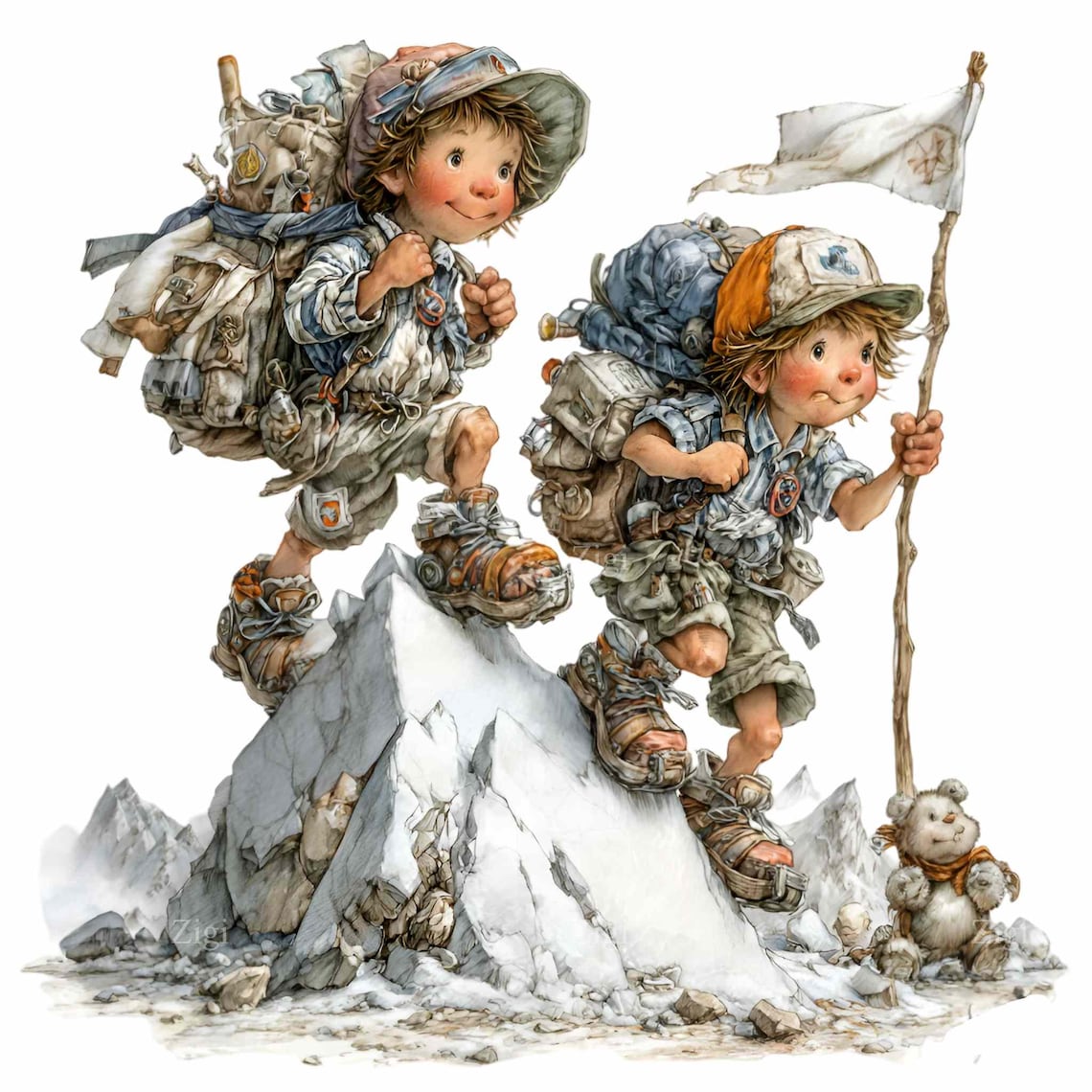 15 PNG Mountain Hiking Boys Clipart, Vintage Explorer Graphic - Etsy