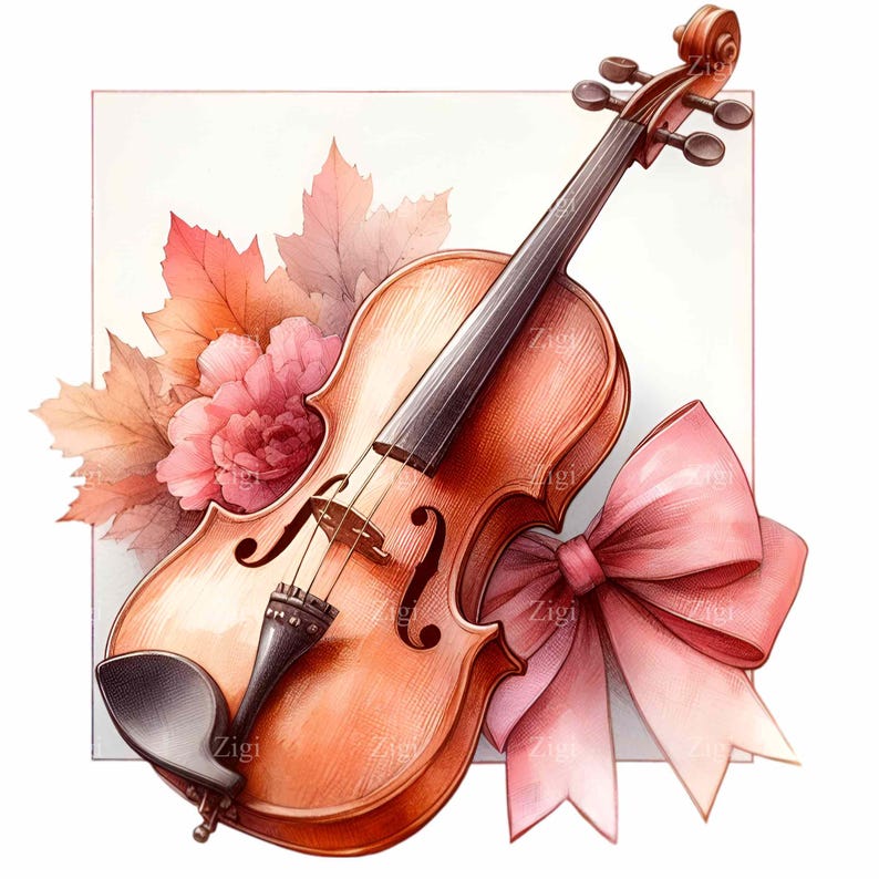 12 PNG Pink Bow Violin, Coquette Musical Instrument Sublimation - Etsy