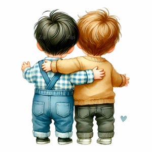 12 PNG Clipart di amicizia tra ragazzi – Illustrazione PNG di fratelli – Bambini carini che si abbracciano, arte per stampe per la cameretta dei bambini, decorazioni per fratelli, biglietti e lavoretti