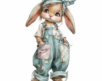 16 PNG Baby Bunny Clipart – Cute Rabbit PNG for Nursery Wall Art, Baby Shower Decor, Kids Stickers, Scrapbook Pages & Printable Crafts