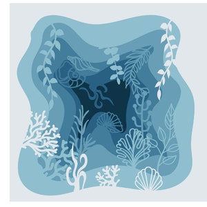 Ocean Shadowbox 3D Paper Cut Layered Template Birthday Diorama ...
