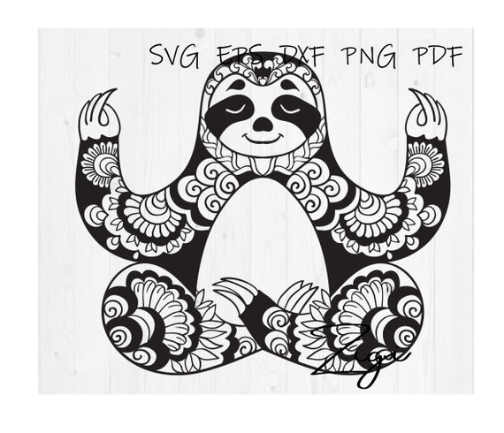 Sloth mandala svg yoga meditation animal zentangle svg cut ...