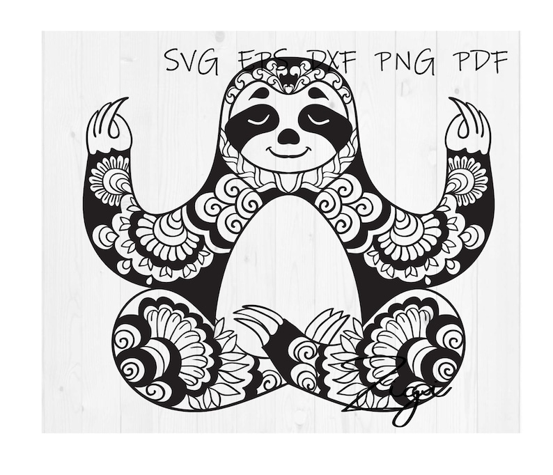 Download Sloth mandala svg yoga meditation animal zentangle svg cut ...