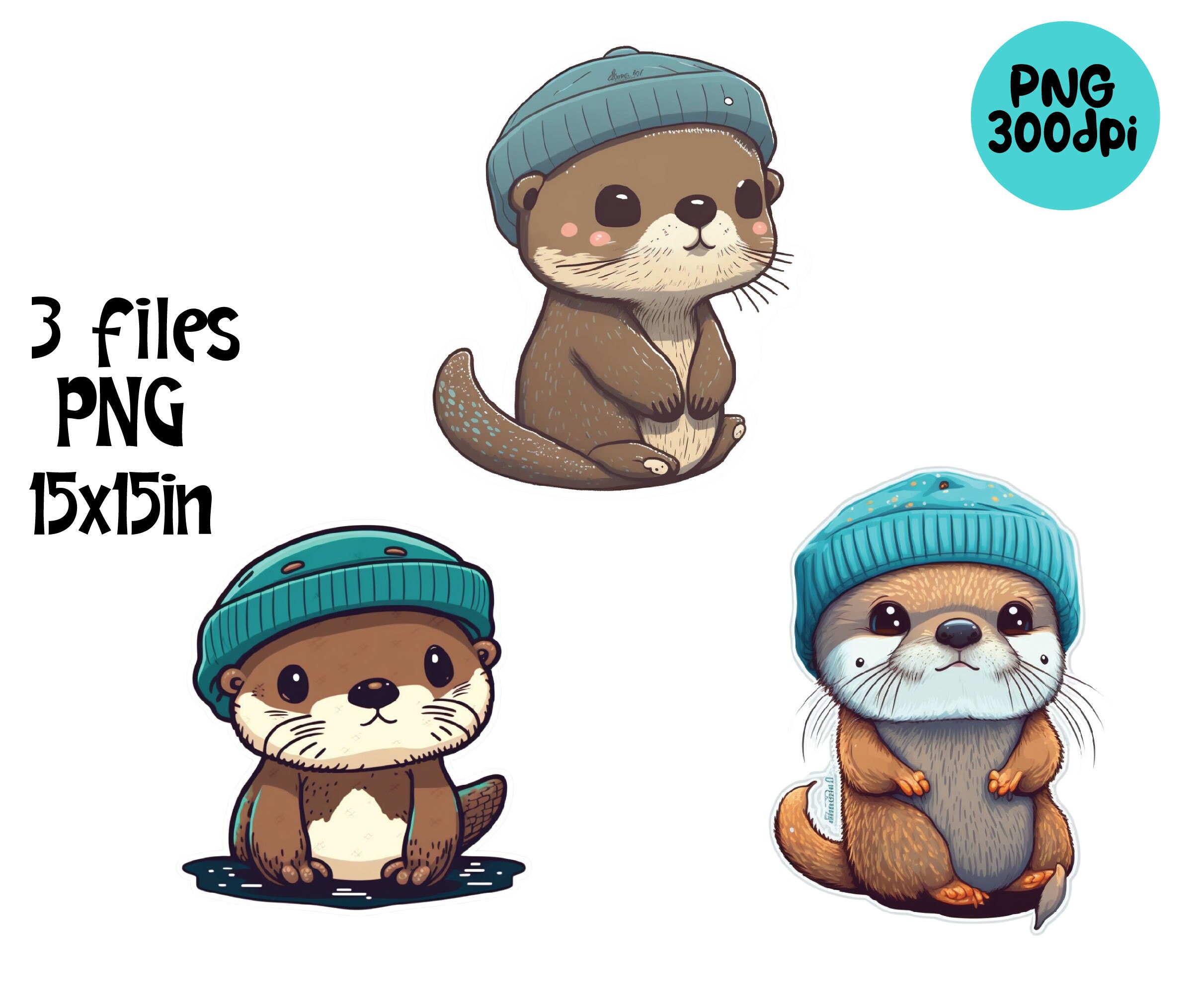 Baby Otter Clipart Digital Sticker PNG - Etsy