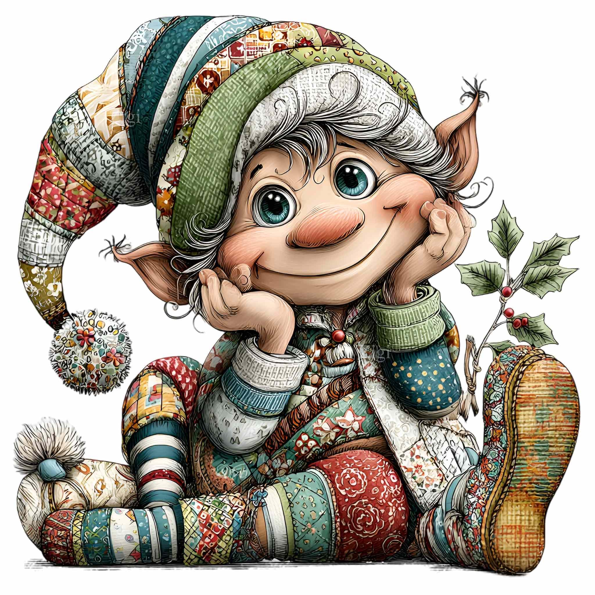 12 PNG Patchwork Elf Clipart – Whimsical Christmas Gnome - Etsy