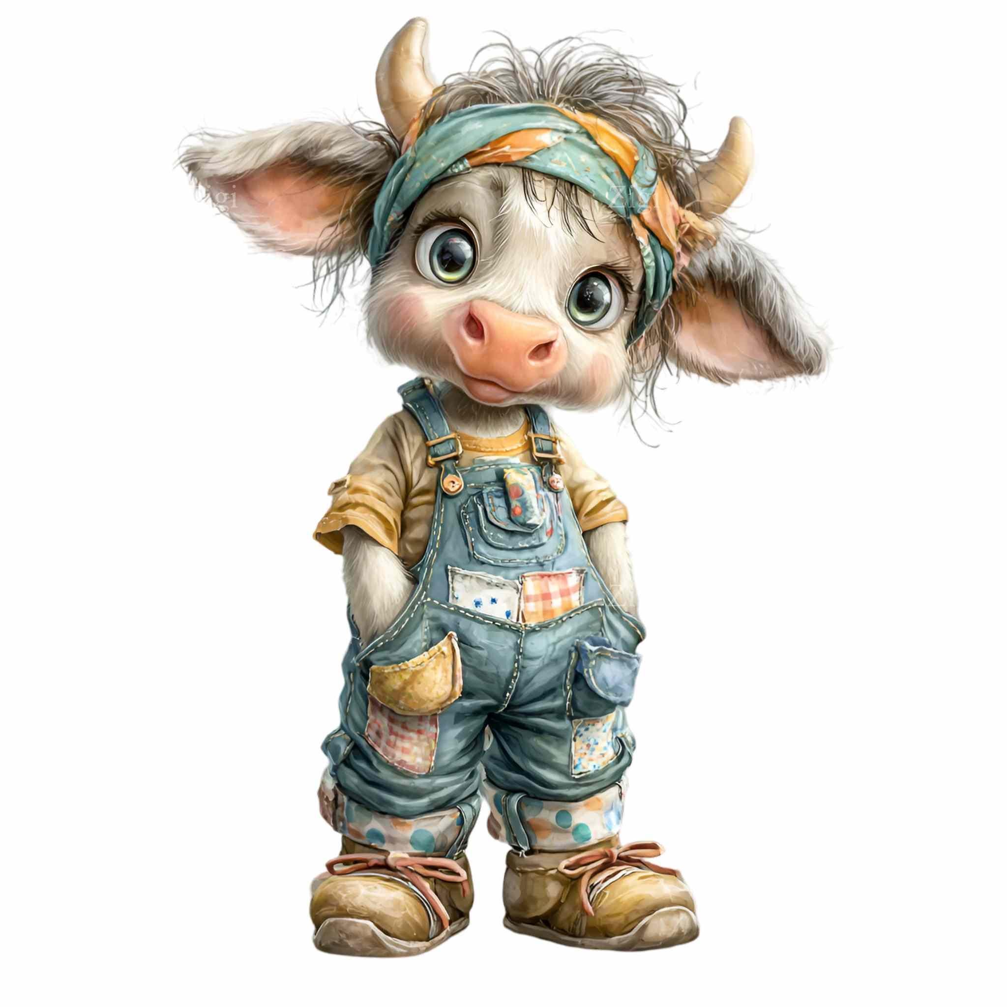16 PNG Cute Baby Cow Clipart – Farm Animal PNG for Nursery Decor, Baby ...