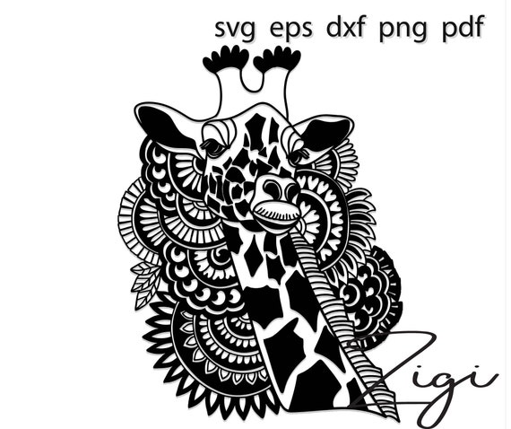 Download Giraffe Zentangle Svg Mandala Girl Shirt Flower Birthday Etsy