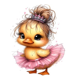 15 PNG Ballet duckling – Cute PNG clipart – Princess duck art for kids room decor, dance crafts, birthday cards, baby girl prints