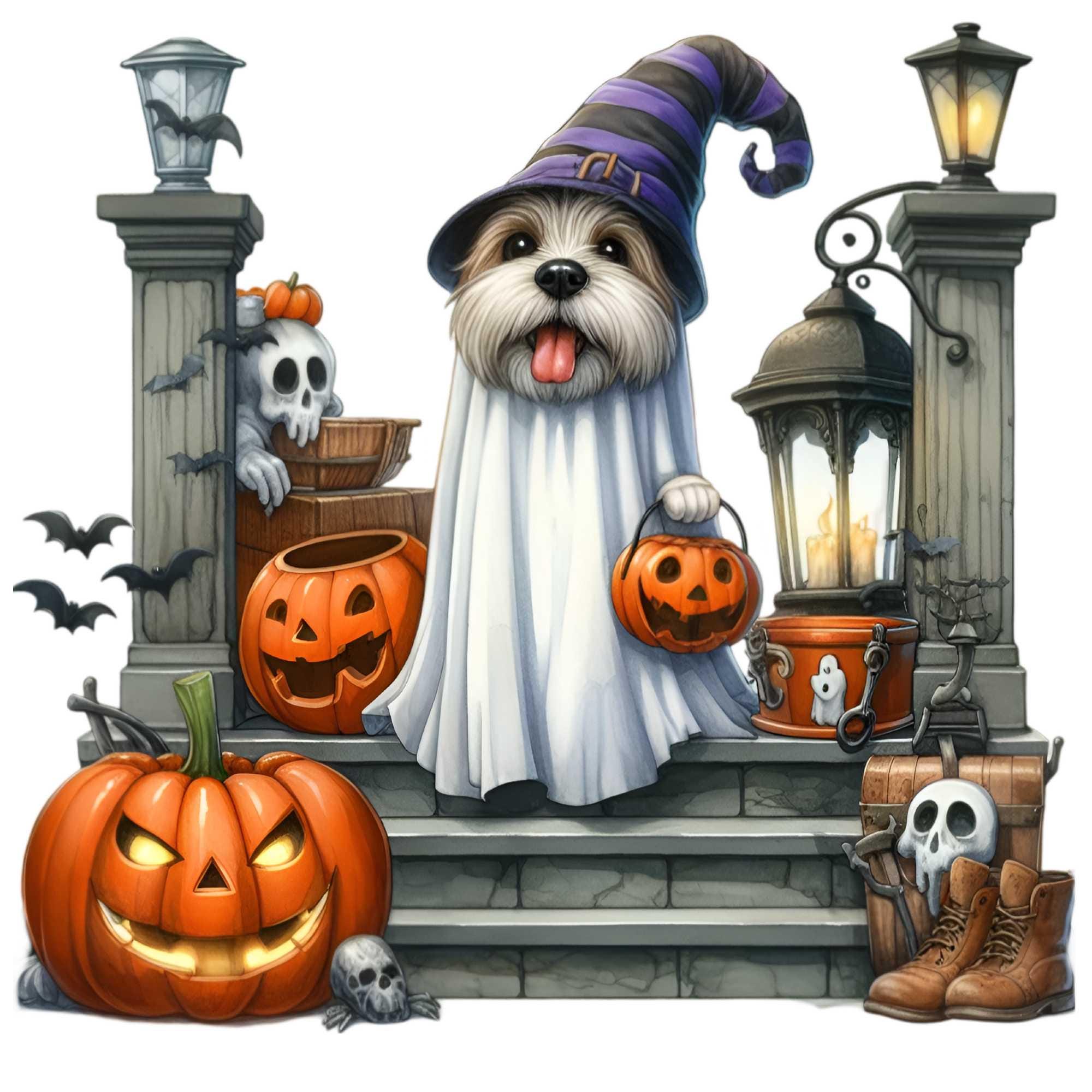 9 PNG Ghost Dog Scruffy Puppy Witch Hat Clipart, Spooky Pumpkin - Etsy