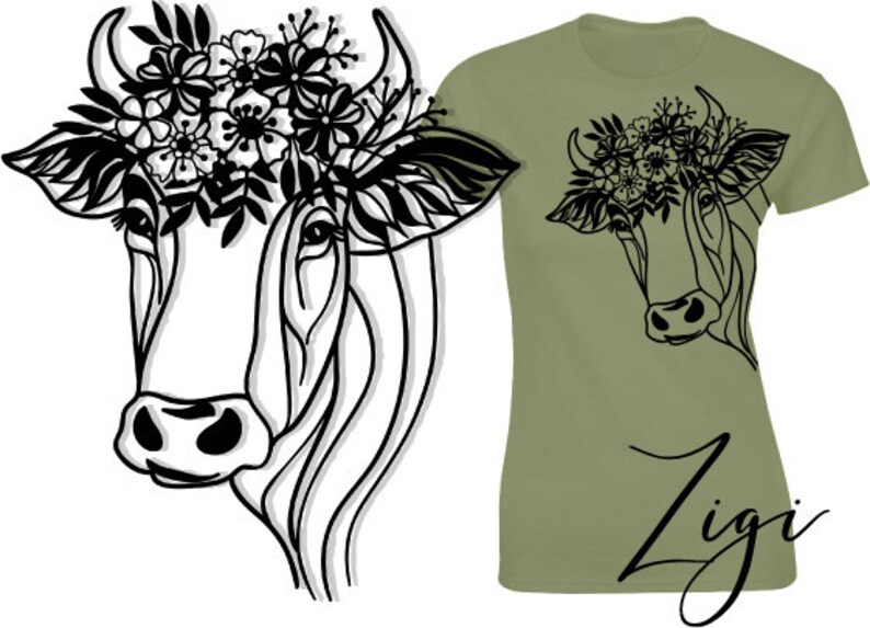 Download Floral cow svg flower crown svg | Etsy